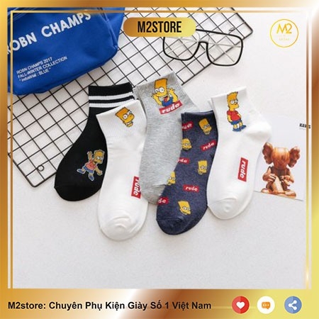 Combo 5 Đôi Tất Vớ Nam Nữ Cổ Vừa Họa Tiết Hoạt Hình Cực Chất TNG40