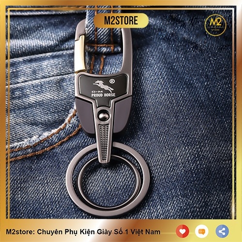 Móc khoá xe máy ô tô đẹp Proud Horse có chốt móc đĩa quần inox cao cấp thời trang, lịch lãm MK03-A5