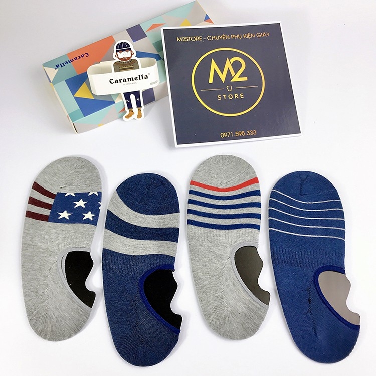 Set 4 Đôi Tất Vớ Nam Cao Cấp Cổ Ngắn Cotton Phong Cách America TN34