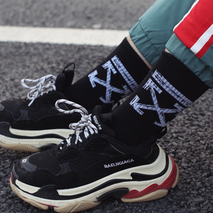 Tất nam nữ cao cổ Ulzzang Hàn Quốc sọc giật gân cotton XIMO (TN14-H2)