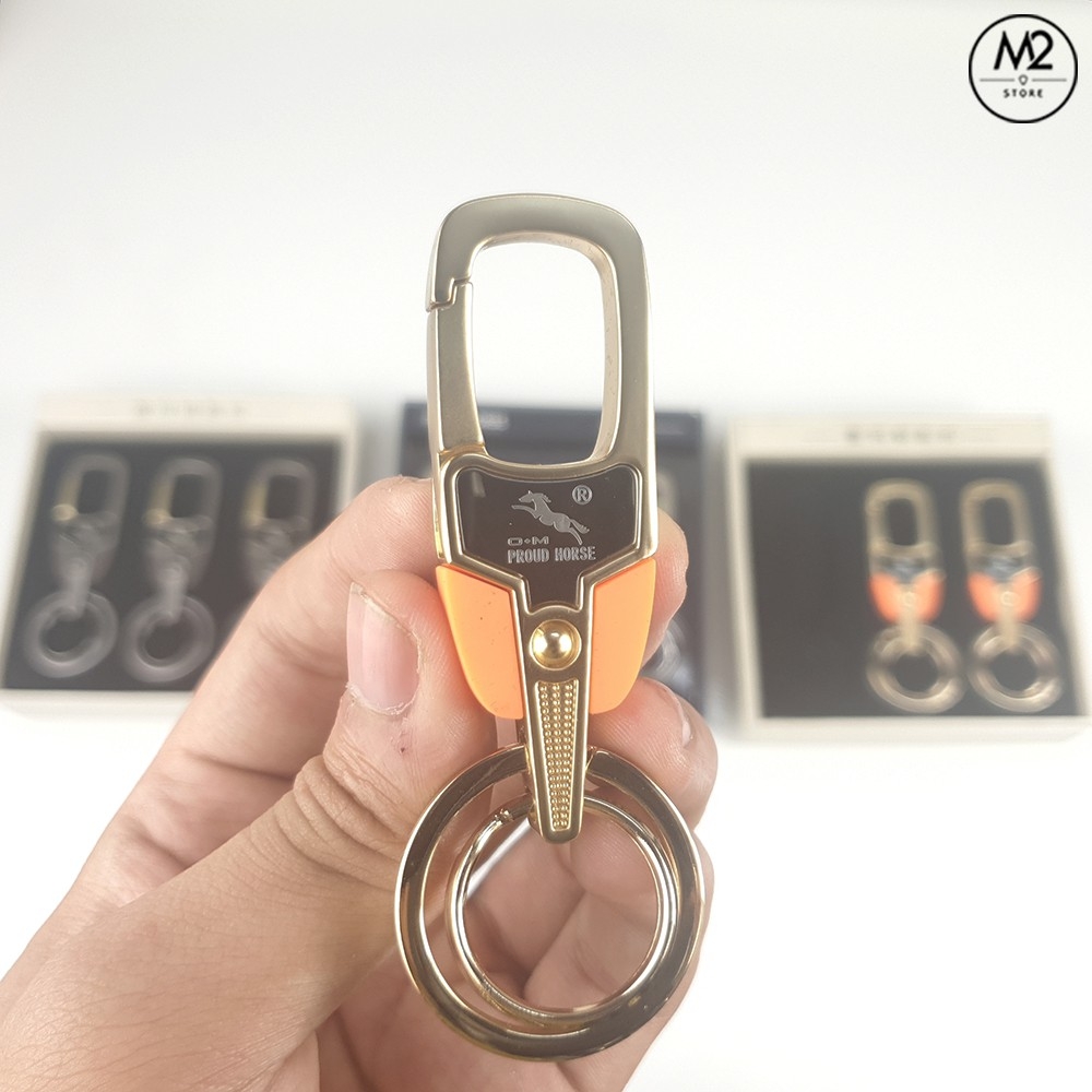 Móc khoá xe máy ô tô đẹp Proud Horse có chốt móc đĩa quần inox cao cấp thời trang, lịch lãm MK03-A5