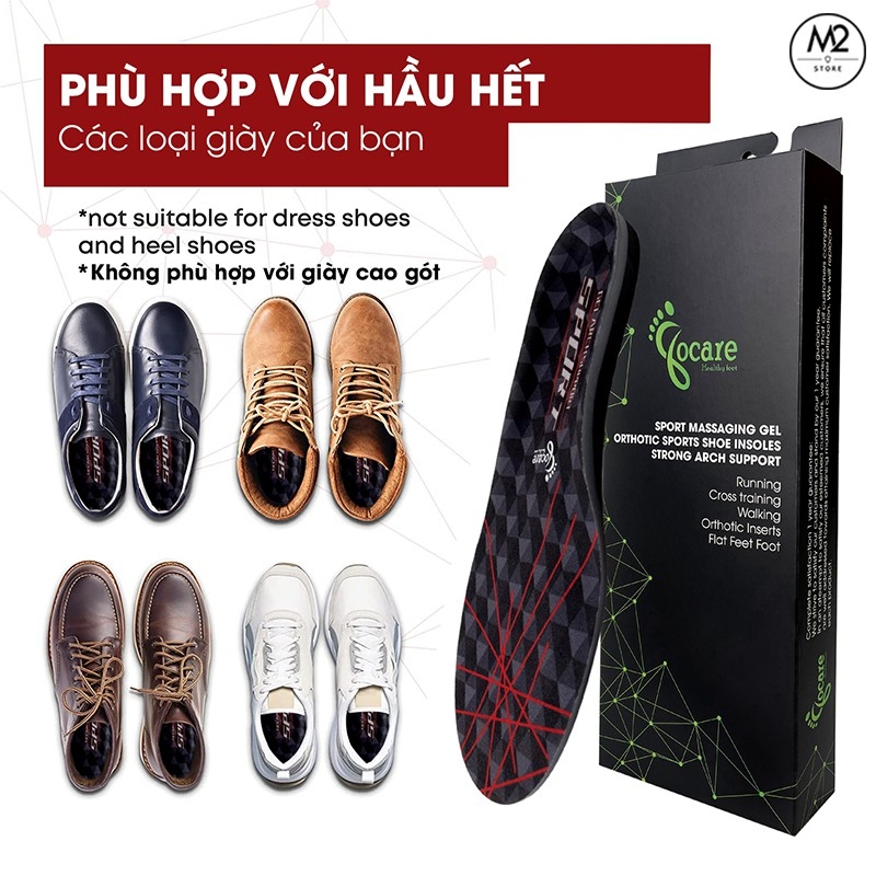 Lót giày thể thao Arch Support Sport Focare êm chân tốt cho gan bàn chân LGF01