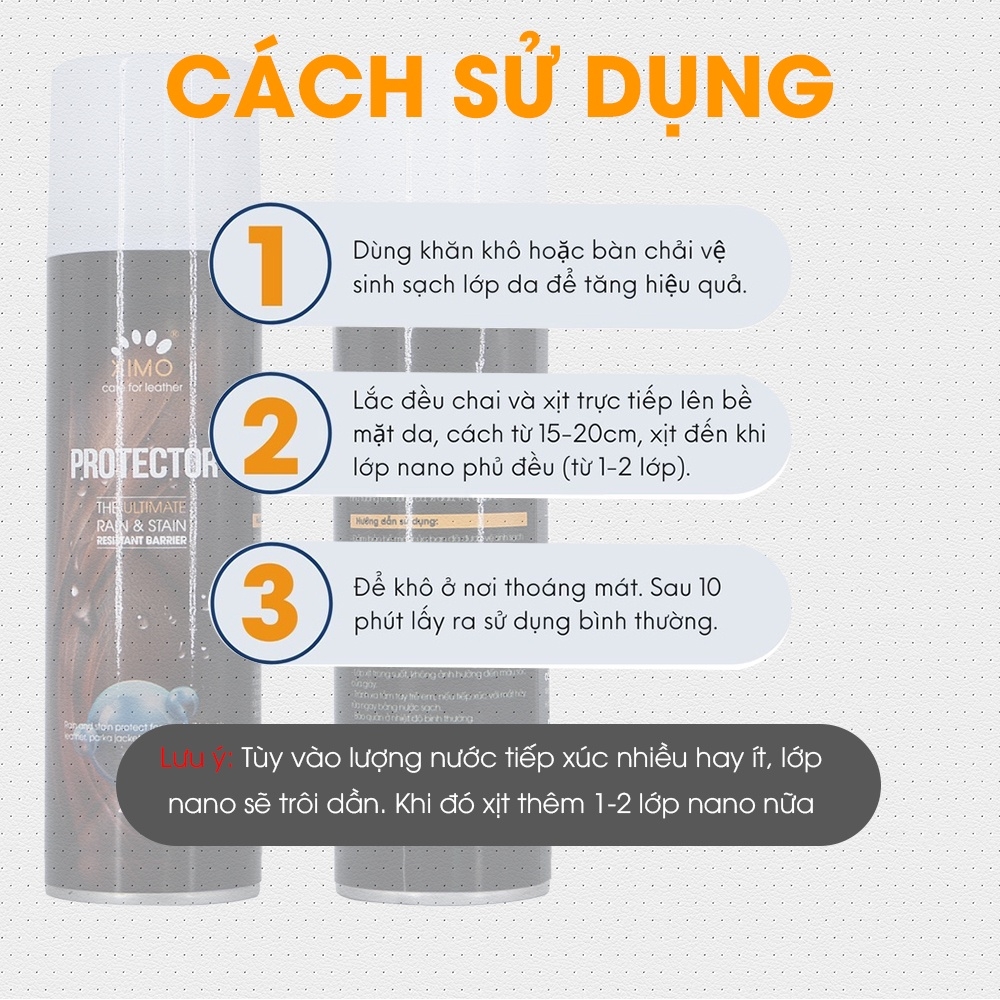 Chai xịt nano chống thấm nước chống bụi bẩn Protector XIMO cao cấp cho giày, áo khoác, túi, ví, balo(XI11)