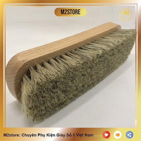 Bàn chải đánh giày lông ngựa gỗ sồi cao cấp cỗ lớn chuyên dụng BCDG20