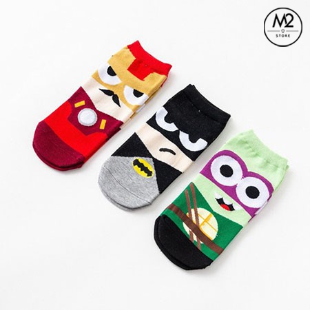 Tất Vớ Nam Nữ Cổ Ngắn Họa Tiết Hoạt Hình Siêu Anh Hùng TN42