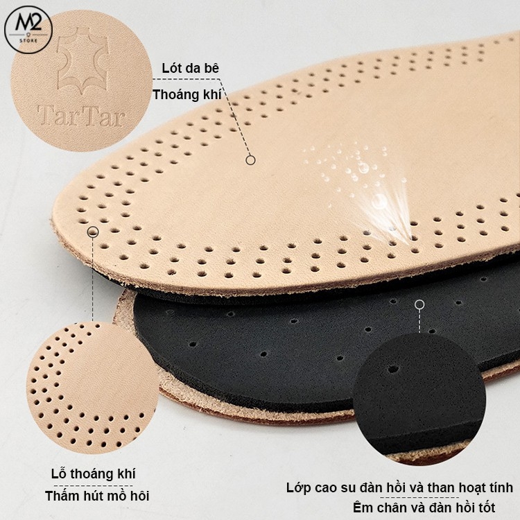 Lót giày da bê khử mùi không bị hôi chân XIMO (LGD07)