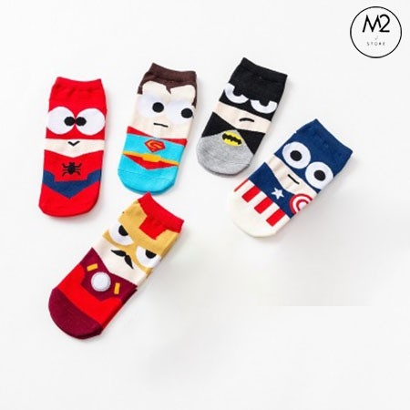 Tất Vớ Nam Nữ Cổ Ngắn Họa Tiết Hoạt Hình Siêu Anh Hùng TN42