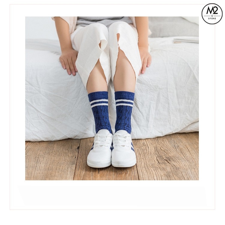 Set Tất Vớ Nữ CARAMELLA 4 Đôi Cao Cấp Cute Caro Xanh Phong Cách Houndstooth Nhật Bản TNG46