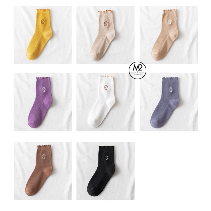 Tất Bèo Nữ Cổ Cao Thêu Hình Cún Ngồi Đáng Yêu TNG01