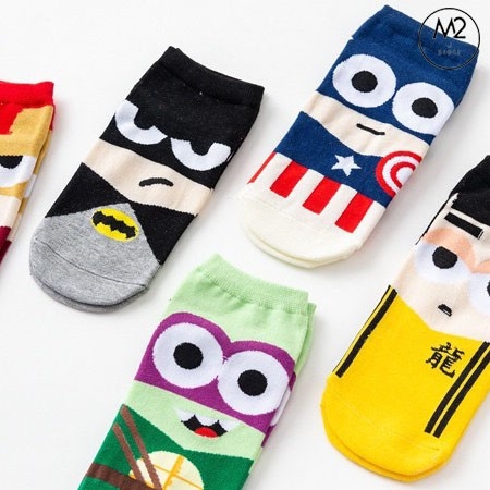 Tất Vớ Nam Nữ Cổ Ngắn Họa Tiết Hoạt Hình Siêu Anh Hùng TN42
