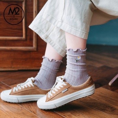 [Vớ Bèo Nữ] Tất Bèo Nhún Nữ Cổ Cao Phong Cách Vintage Hàn Quốc TNG16