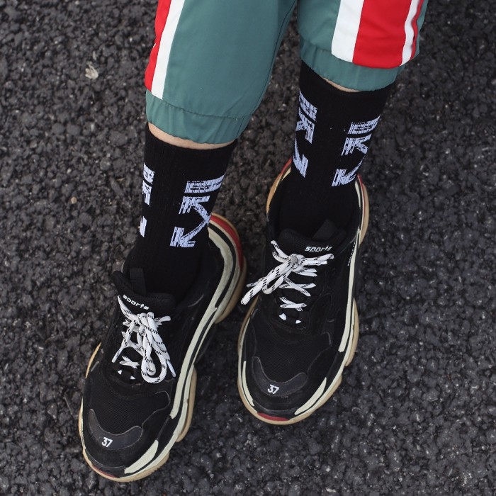 Tất nam nữ cao cổ Ulzzang Hàn Quốc sọc giật gân cotton XIMO (TN14-H2)