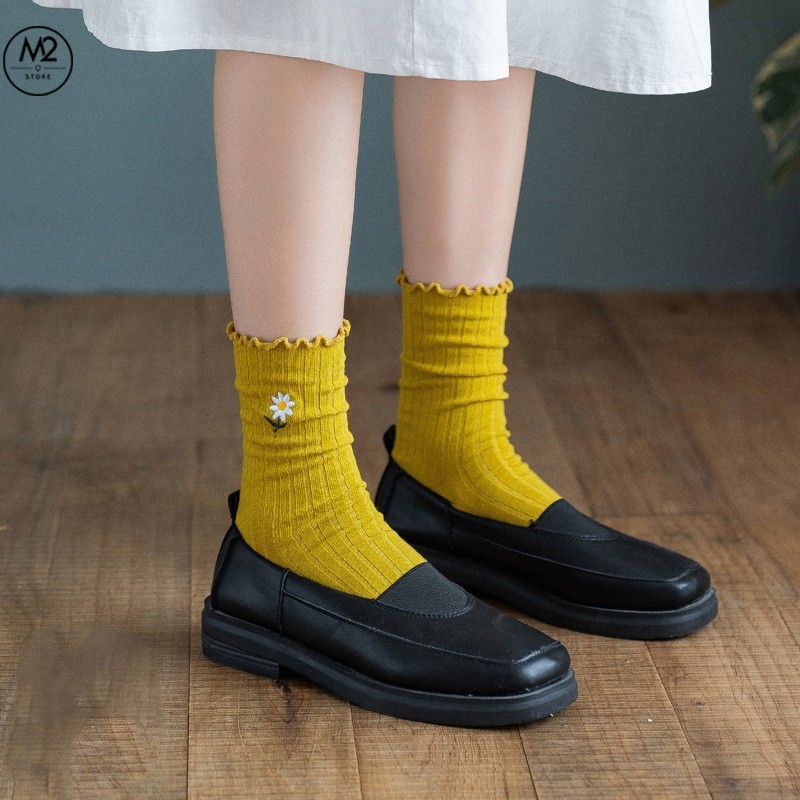 [Vớ Bèo Nữ] Tất Bèo Nhún Nữ Cổ Cao Phong Cách Vintage Hàn Quốc TNG16