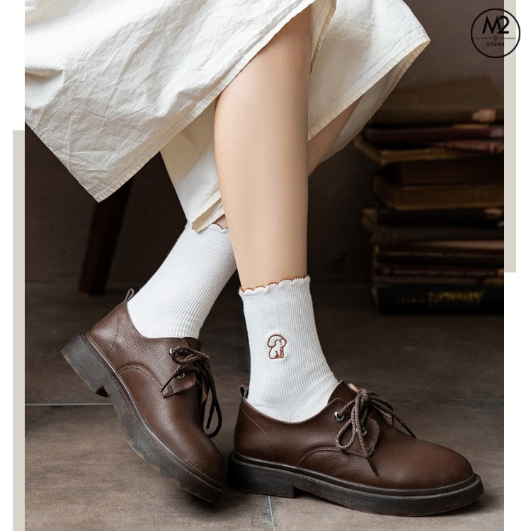 Tất Bèo Nữ Cổ Cao Thêu Hình Cún Ngồi Đáng Yêu TNG01