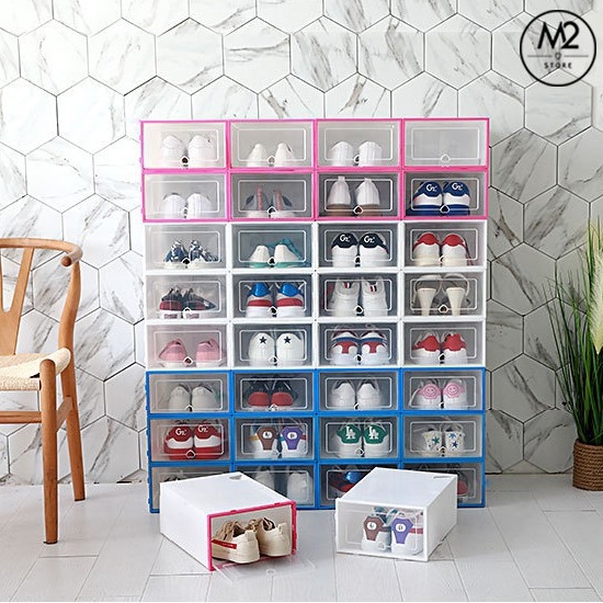 Hộp Đựng Giày Dép Nắp Nhựa Cứng Trong Suốt Thời Trang, Size lớn Chịu Lực 4kg XIMO HDG01