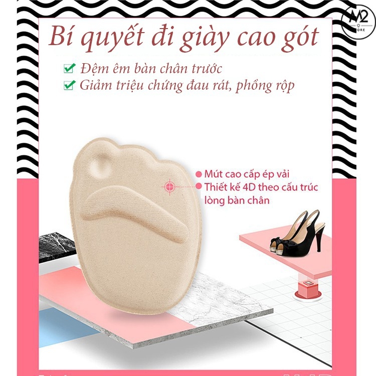 Cặp lót mũi giày cao gót XIMO, giúp giày búp bê cực êm chân, hút mồ hôi Heel Liner 4D (LGCGC11)