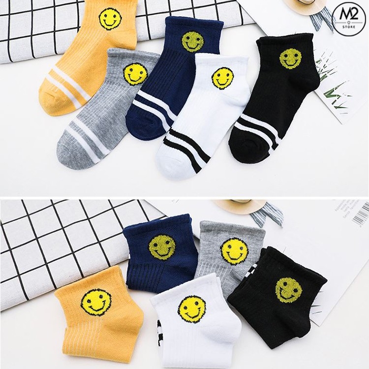 Set 5 Đôi Vớ Tất Nữ Cổ Ngắn In Hình Mặt Cười TNG34-G6
