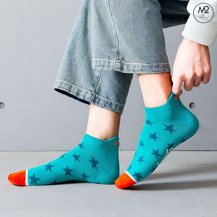 Set 5 Đôi Tất Vớ Nam Cổ Ngắn Cao Cấp Họa Tiết Sao Năng Động TN39