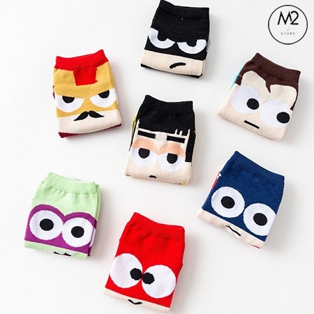 Tất Vớ Nam Nữ Cổ Ngắn Họa Tiết Hoạt Hình Siêu Anh Hùng TN42