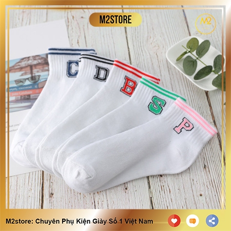 Set 5 Đôi Vớ Tất Nữ Cổ Ngắn In Hình Chữ Cái TNG32-G5