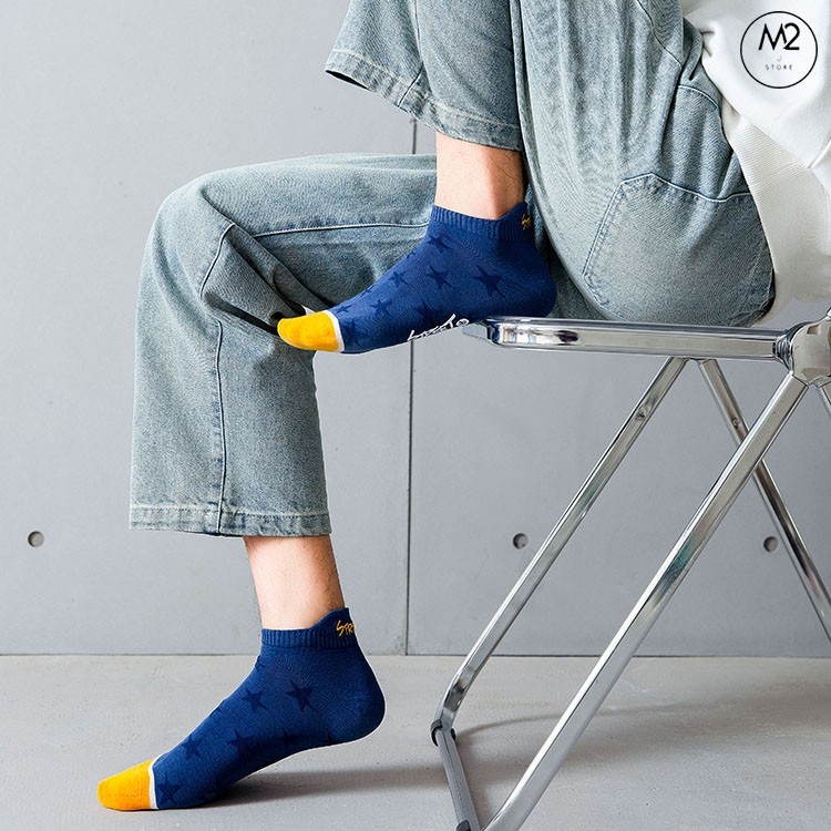 Set 5 Đôi Tất Vớ Nam Cổ Ngắn Cao Cấp Họa Tiết Sao Năng Động TN39