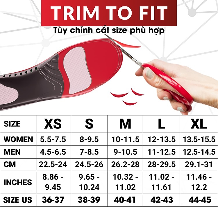 Lót Giày Thể Thao Y Khoa Plantar Fasciitis Arch Support Focare Tốt Cho Gan Bàn Chân LGF03