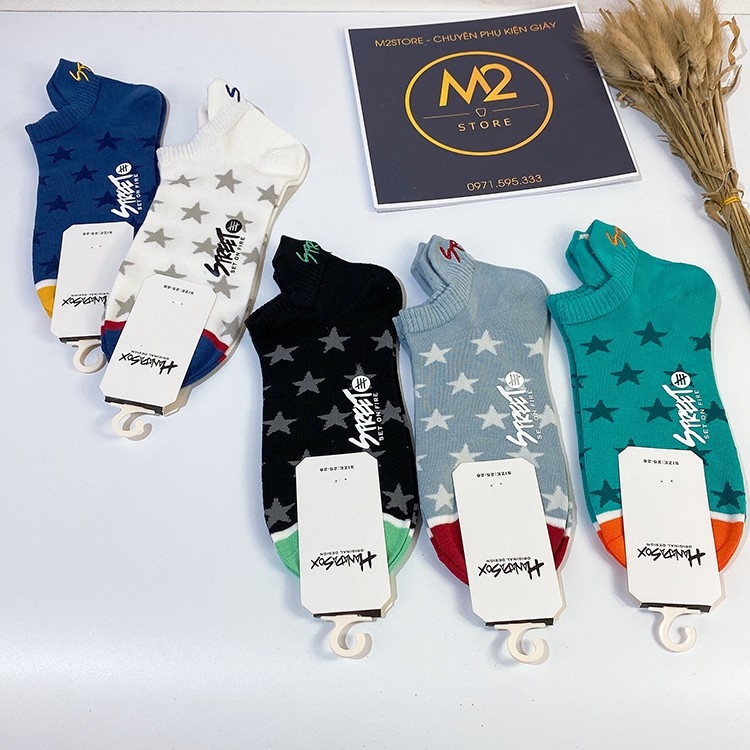 Set 5 Đôi Tất Vớ Nam Cổ Ngắn Cao Cấp Họa Tiết Sao Năng Động TN39