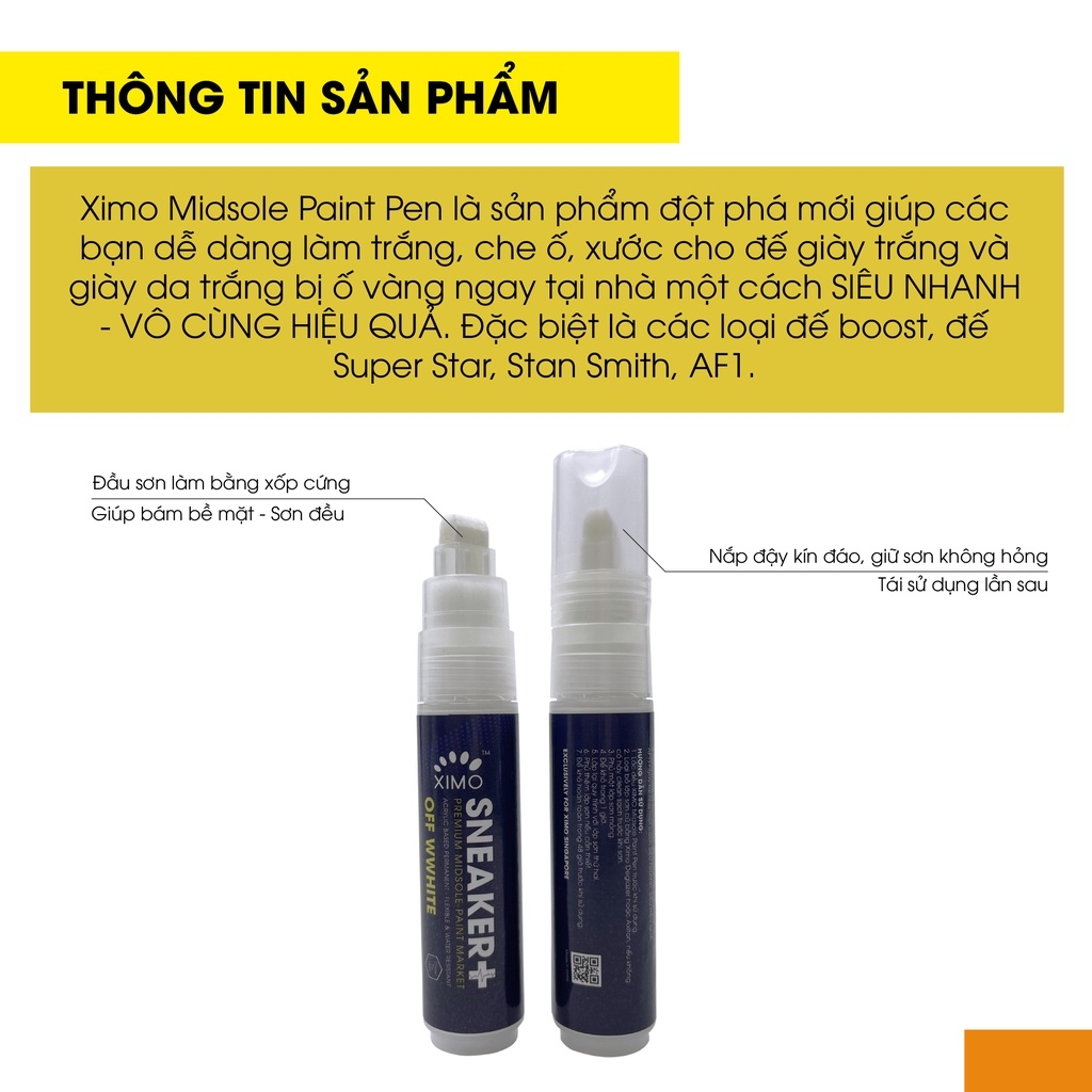 Bút Repaint đế giày tẩy trắng, sơn trắng làm mới phục hồi giày Ximo Midsole Paint Pen XI23 15ml-XMK2-2-78