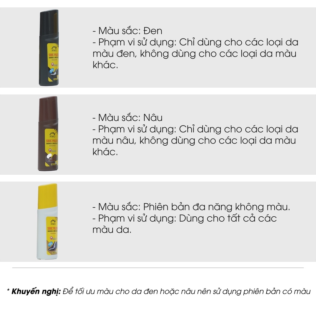 Xi nước đánh giày da bổ sung màu và độ bóng cho đồ da Ximo Polish XI31