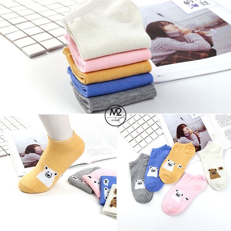 Set 5 Đôi Vớ Tất Nữ Cổ Ngắn Hình Gấu Dễ Thương TNG27-G6