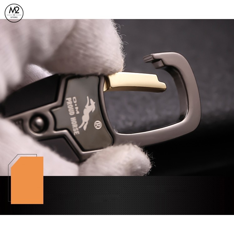 Móc khoá xe máy ô tô đẹp Proud Horse có chốt móc đĩa quần inox cao cấp thời trang, lịch lãm MK03-A5