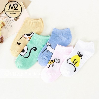 Set 5 Đôi Vớ Tất Nữ Cổ Ngắn Hình Mèo Đáng Yêu Cực Xinh TNG24-G5