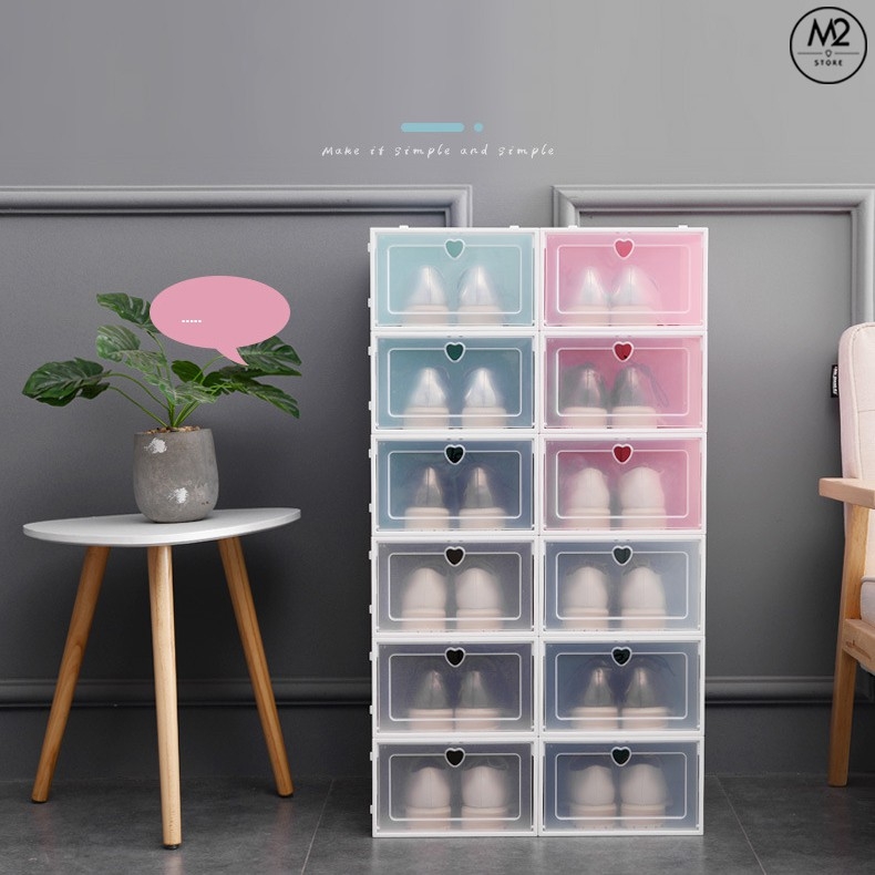 Hộp Đựng Giày Dép Nắp Nhựa Cứng Trong Suốt Thời Trang, Size lớn Chịu Lực 4kg XIMO HDG01