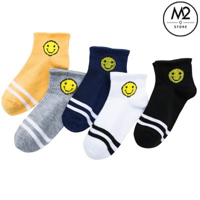 Set 5 Đôi Vớ Tất Nữ Cổ Ngắn In Hình Mặt Cười TNG34-G6