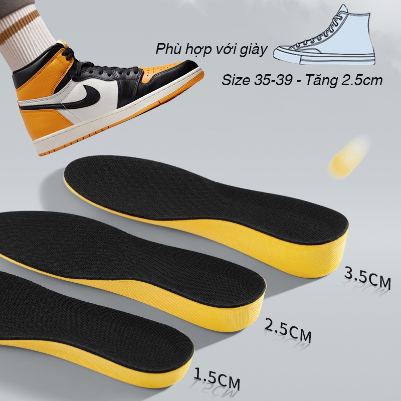 Cặp lót giày tăng chiều cao cao su độn đế tăng 1,5-3cm - Loại nguyên bàn chân - L13