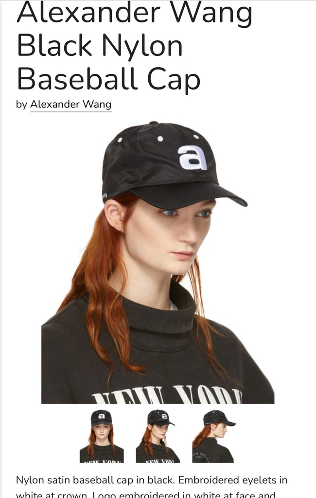 Alexander Wang Black Nylon Baseball Cap Alexander Wang