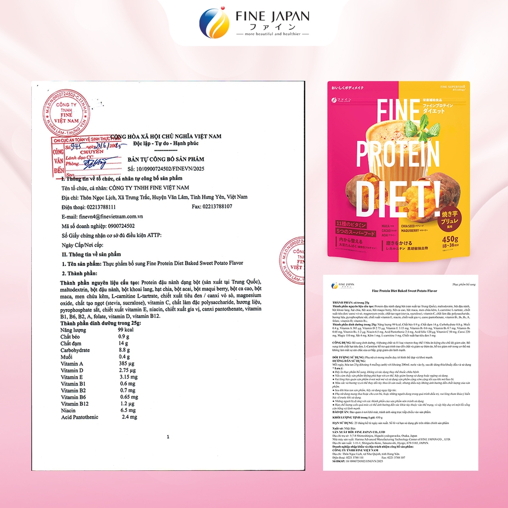 THỰC PHẨM BỔ SUNG FINE PROTEIN DIET BỔ SUNG PROTEIN VỊ KHOAI LANG NƯỚNG ...