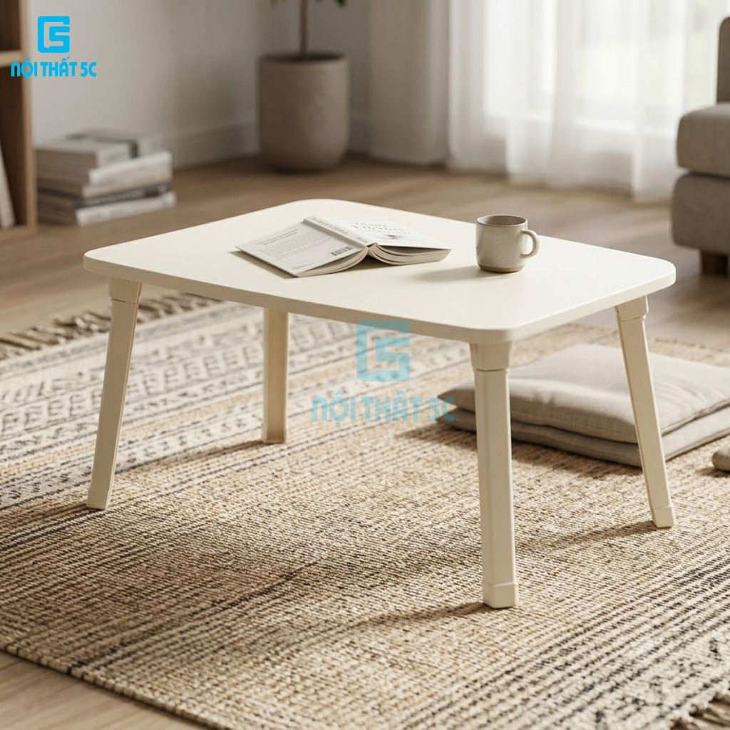 Bàn học gấp gọn mini mặt gỗ MDF cao cấp chân nhựa, bàn xếp gọn ngồi bệt học tập, làm việc tại nhà