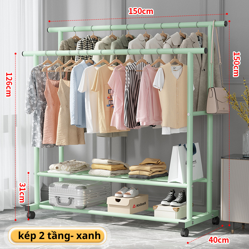 Giá treo quần áo kèm chỗ để giày dép thông minh siêu tiện lợi, chất liệu thép không gỉ bền đẹp