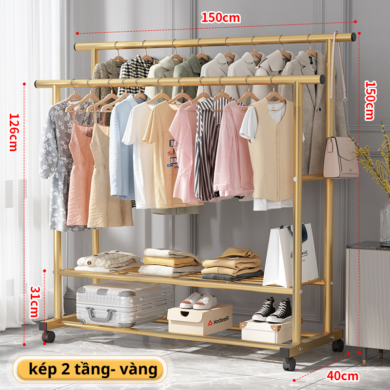 Giá treo quần áo kèm chỗ để giày dép thông minh siêu tiện lợi, chất liệu thép không gỉ bền đẹp