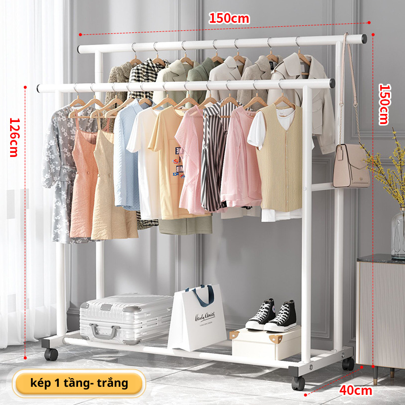 Giá treo quần áo kèm chỗ để giày dép thông minh siêu tiện lợi, chất liệu thép không gỉ bền đẹp