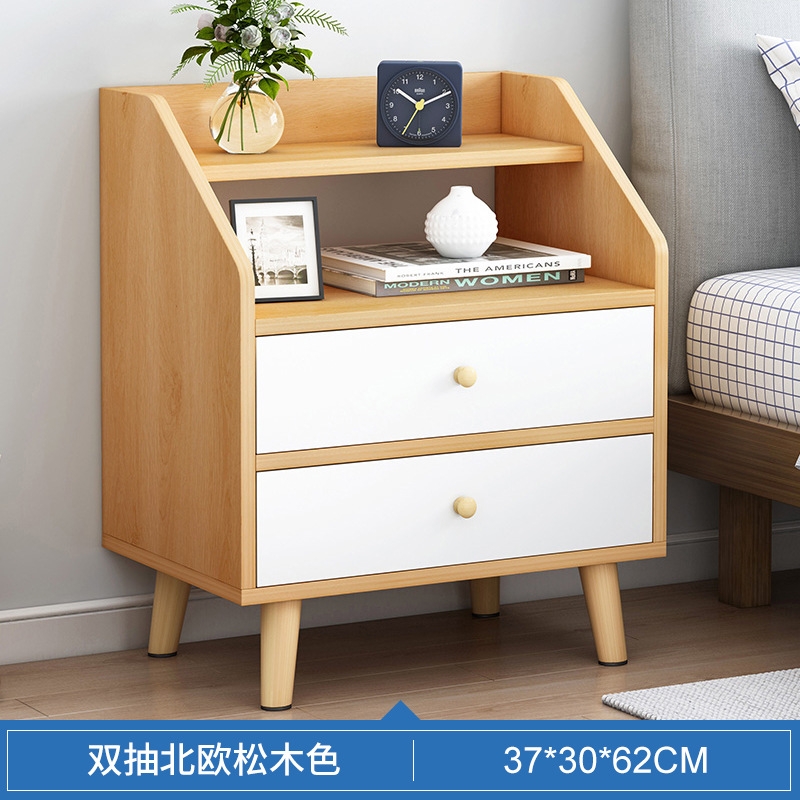 Tủ để đầu giường đựng đồ mini có ngăn kéo chân gỗ tự nhiên phong cách Bắc Âu siêu sang trọng