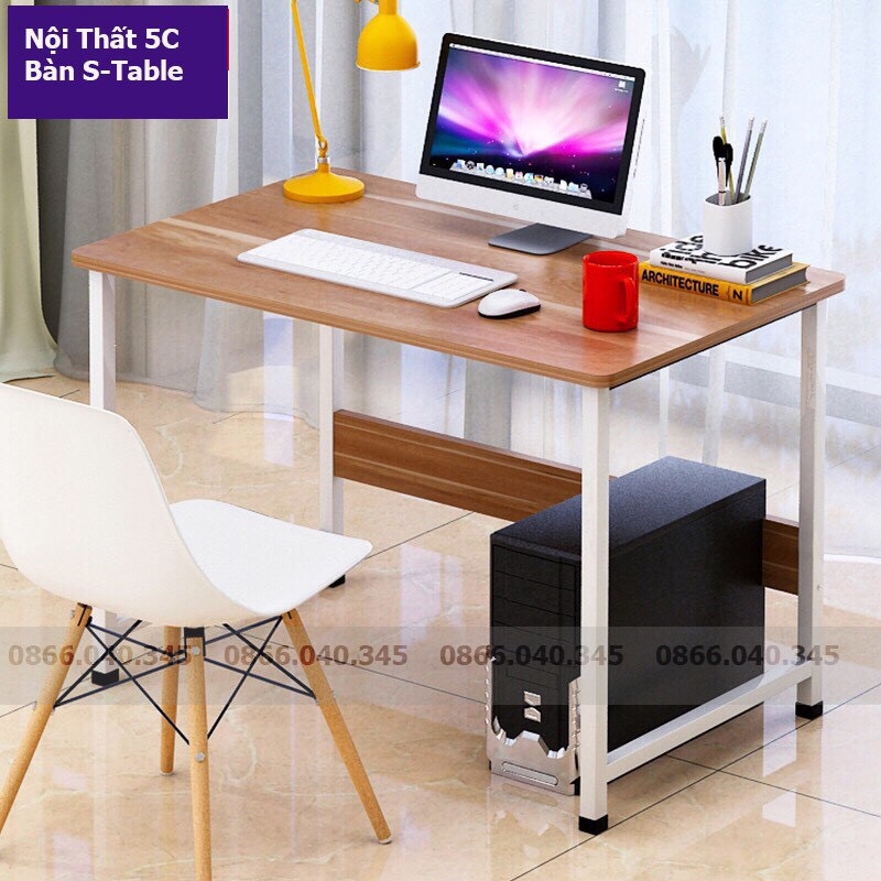 Bàn làm việc chân sắt, bàn học đơn giản mặt gỗ MDF S-Table