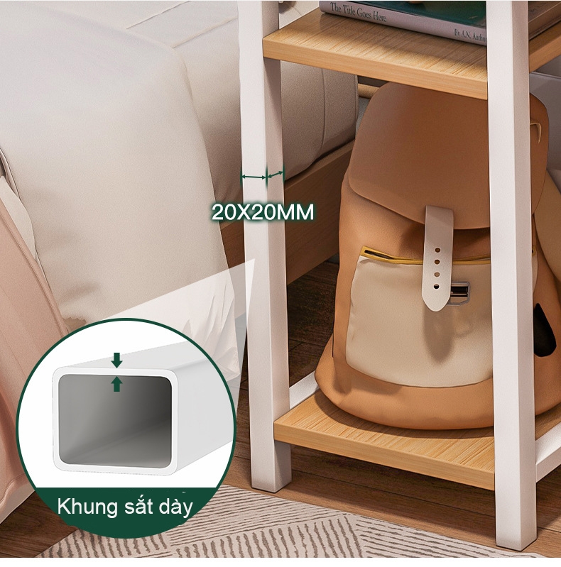 Bàn học, Bàn làm việc kèm 2 tầng thiết kế phong cách hiện đại, mặt gỗ MDF dễ lau chùi, khung sắt sơn tĩnh điện chắc chắn