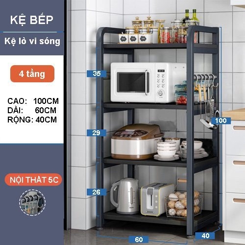 Kệ để đồ nhà bếp, kệ lò vi sóng nhiều tầng (3-4-5 tầng) tiện lợi, khung sắt sơn tĩnh điện chắc chắn