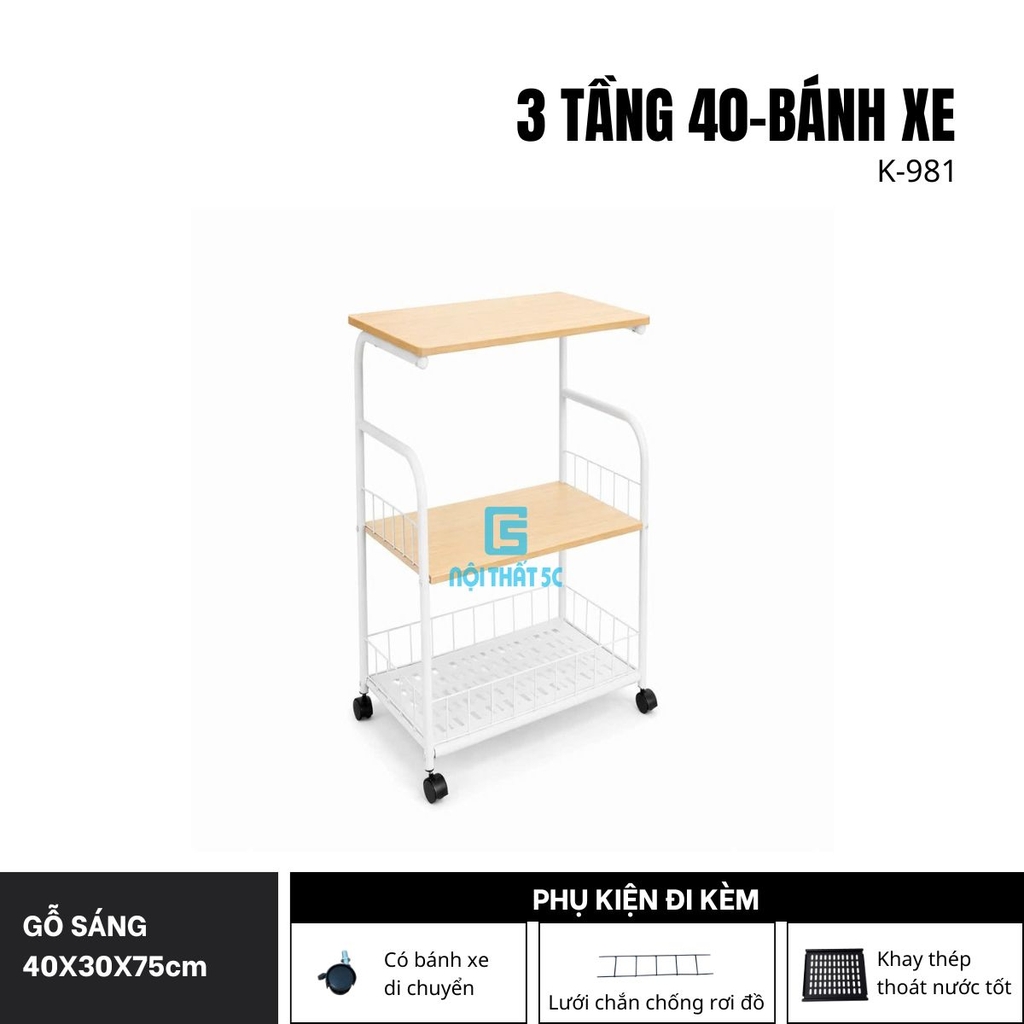 Kệ đa năng để đồ nhà bếp 1 tầng gỗ, kệ để lò vi sóng K-981