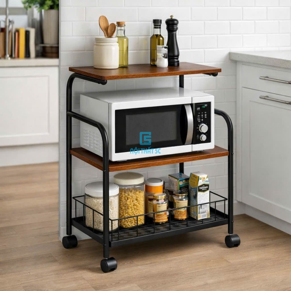 Kệ đa năng để đồ nhà bếp 1 tầng gỗ, kệ để lò vi sóng K-981