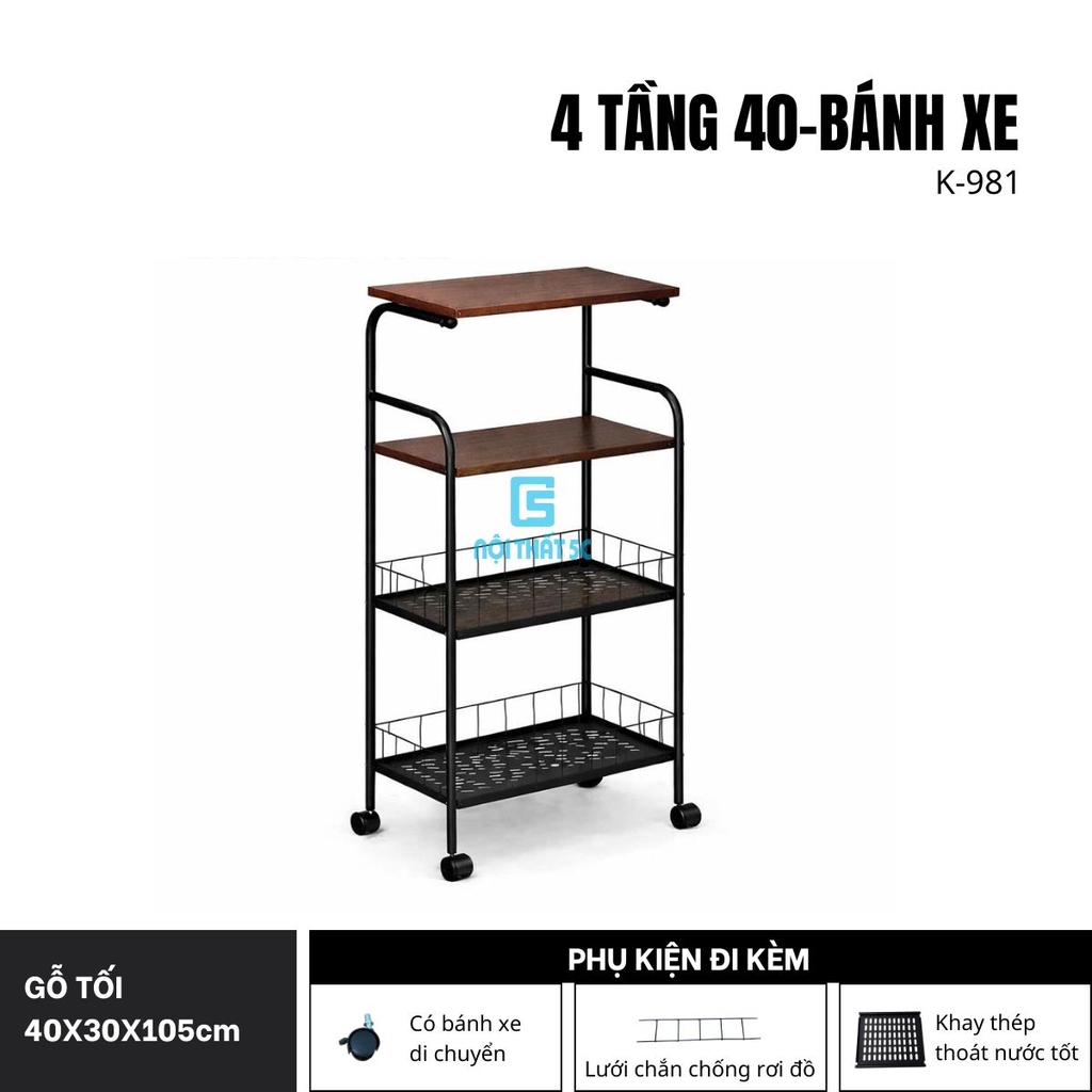 Kệ đa năng để đồ nhà bếp 1 tầng gỗ, kệ để lò vi sóng K-981