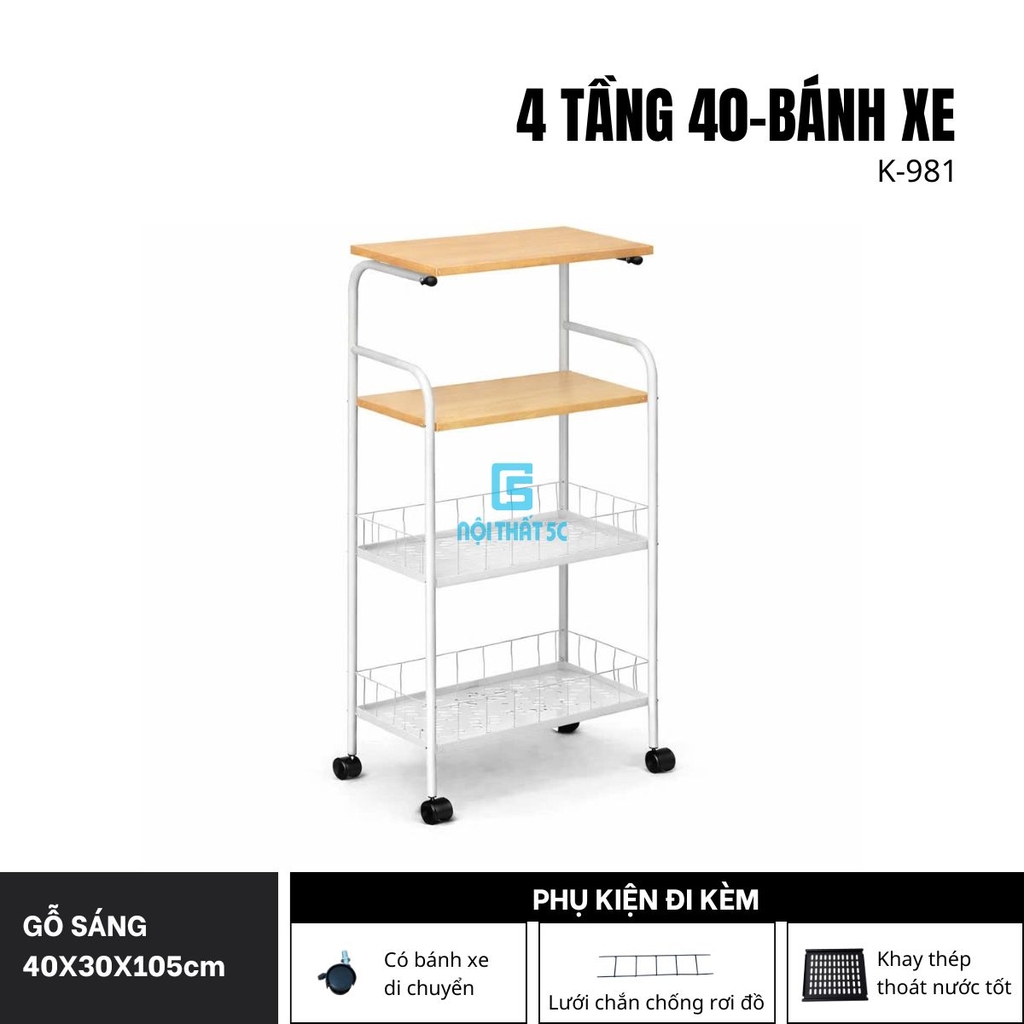 Kệ đa năng để đồ nhà bếp 1 tầng gỗ, kệ để lò vi sóng K-981