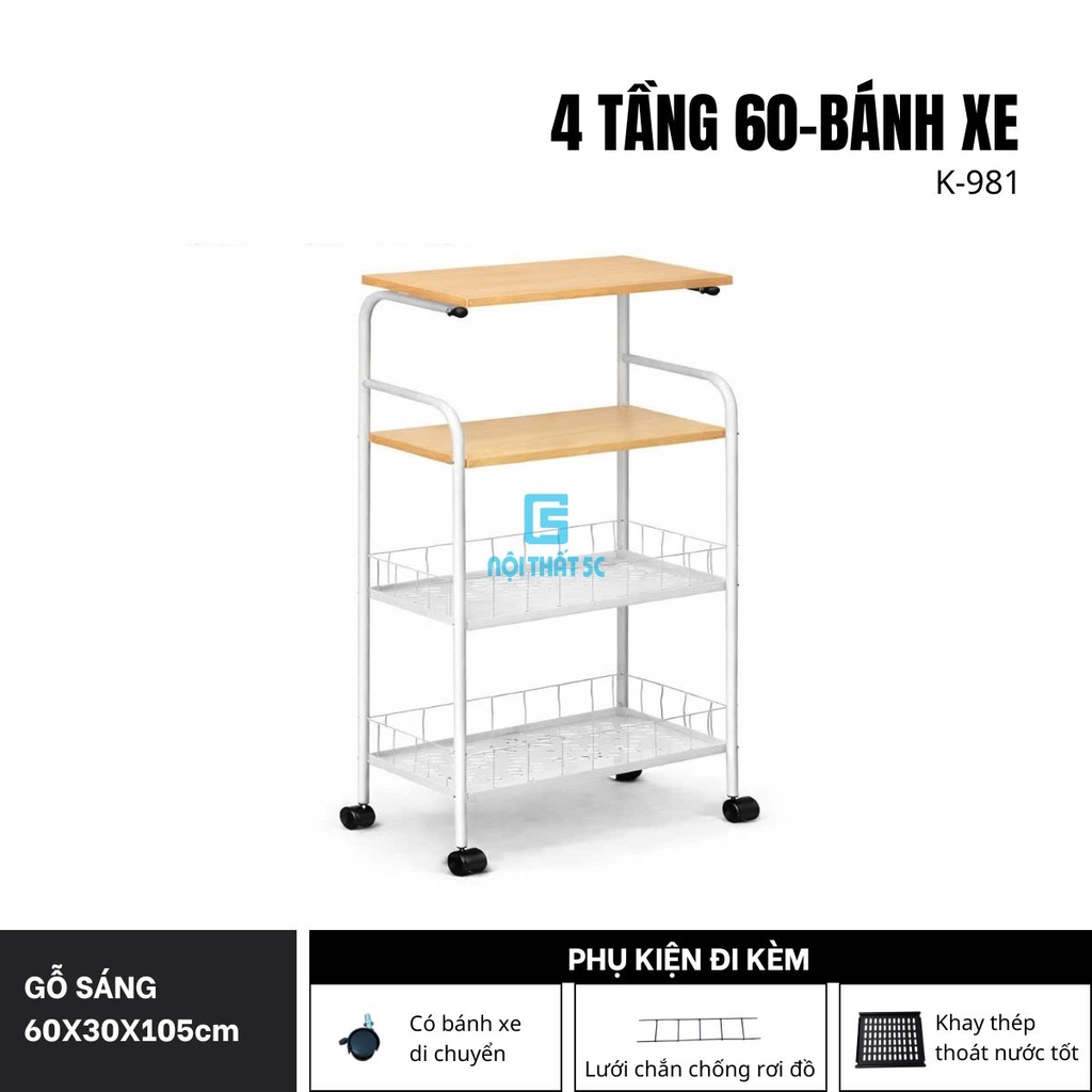 Kệ đa năng để đồ nhà bếp 1 tầng gỗ, kệ để lò vi sóng K-981
